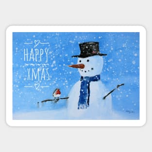 Snowman and Robin Sticker